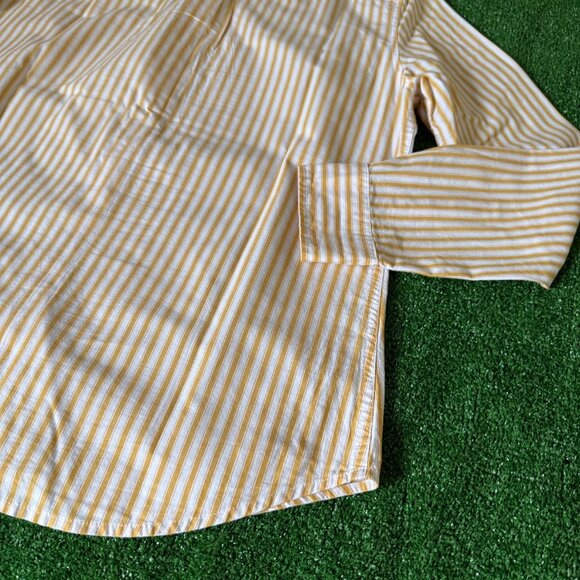 GAP Women's Relaxed Fit Button Up Long Sleeve Yellow Striped Casual Shirt Size M - Picture 9 of 11